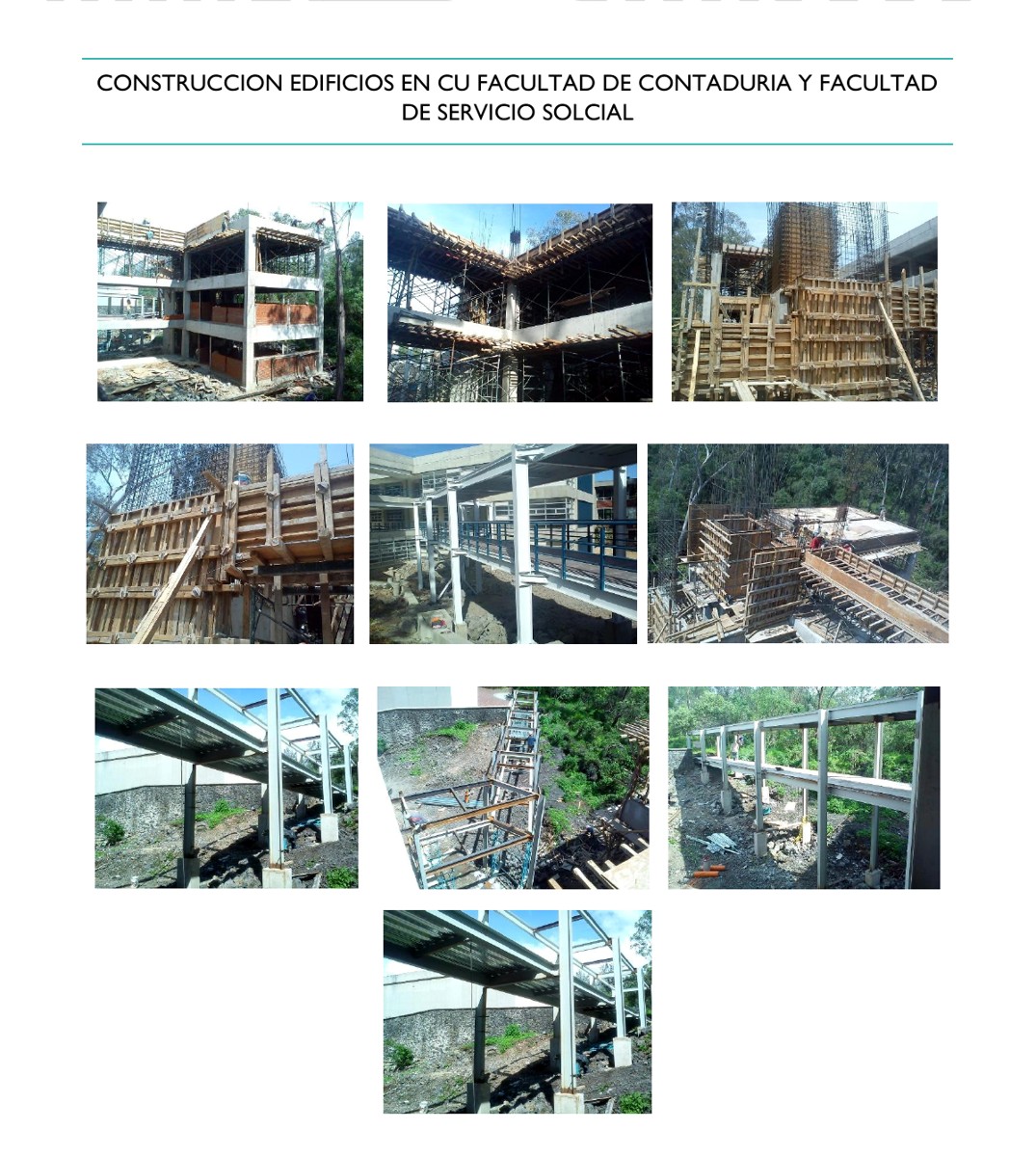 Construcción de edificios en Ciudad Universitaria
